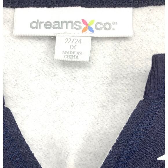 Dreams & Co. Plus Sz 22/24 Navy Blue Stars Constellation 2 Pc Knit PJ Lounge Set - Picture 2 of 5